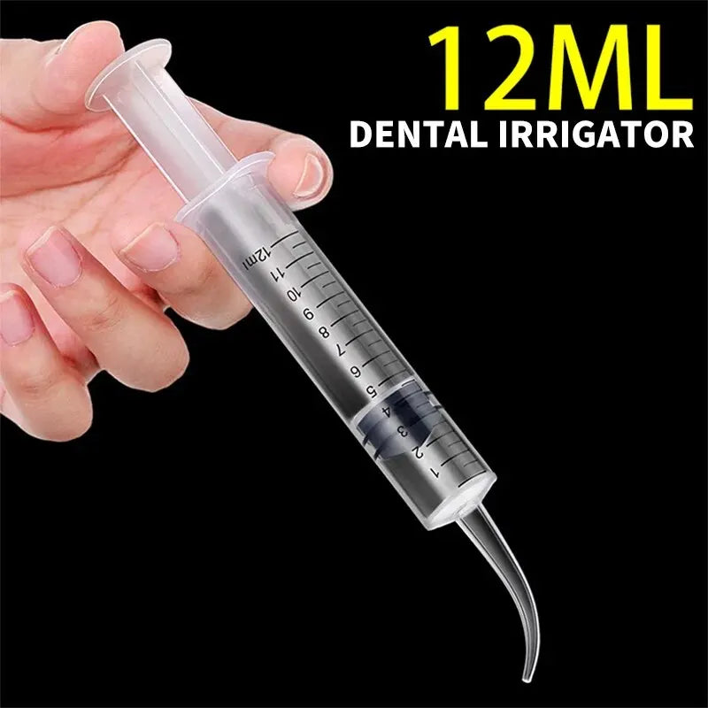 Syringe with Curved Tip and Straight Tip, Disposable Irrigation Syringe Mouthwash Cleaner for Oral Care, Animal Feeding Leedoar