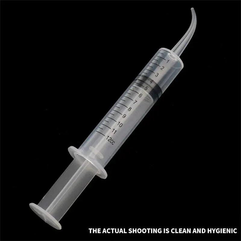 Syringe with Curved Tip and Straight Tip, Disposable Irrigation Syringe Mouthwash Cleaner for Oral Care, Animal Feeding Leedoar