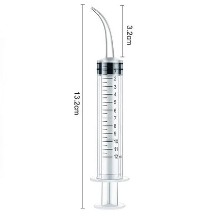 Syringe with Curved Tip and Straight Tip, Disposable Irrigation Syringe Mouthwash Cleaner for Oral Care, Animal Feeding Leedoar