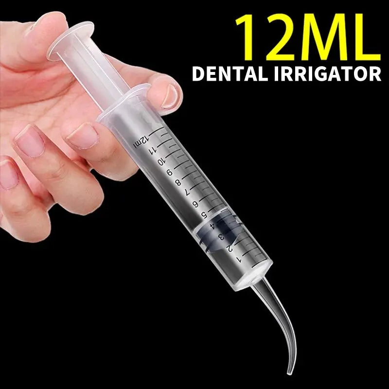 Syringe with Curved Tip and Straight Tip, Disposable Irrigation Syringe Mouthwash Cleaner for Oral Care, Animal Feeding Leedoar