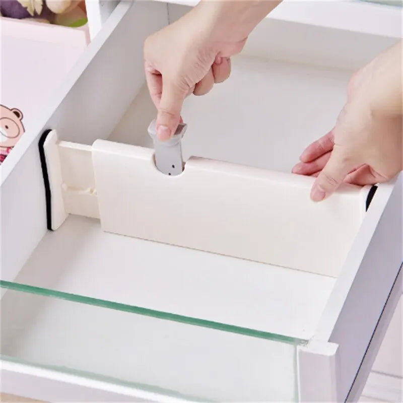 T Drawer Divider Adjustable Home Organization Dividers White Plastic Partition Holder Creative Retractable Drawer Dividers Leedoar