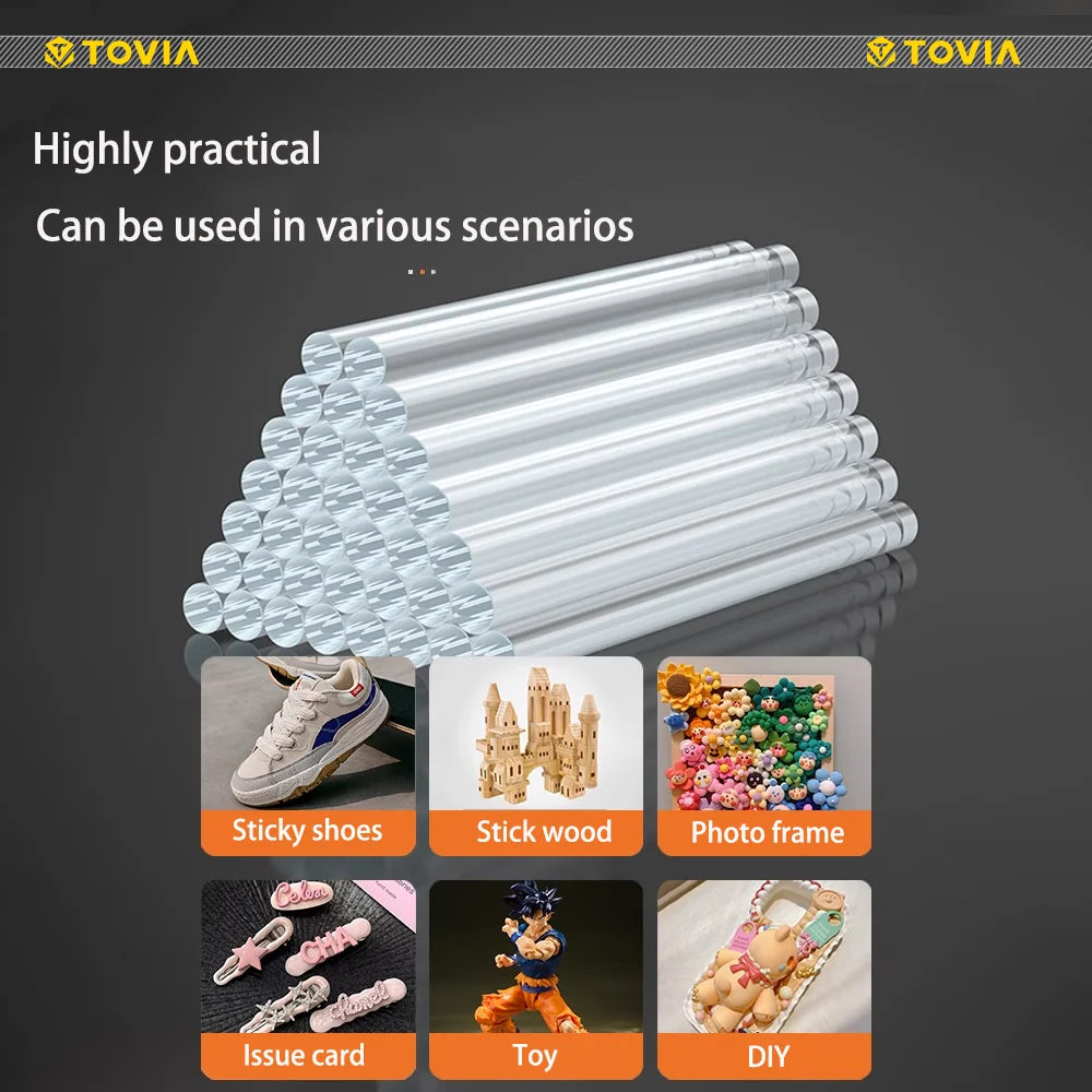 T TOVIA 7mm*100mm translucent hot melt glue stick EVA material suitable for DIY, gluing photo albums/wood, etc. 60PCS/120PCS Leedoar