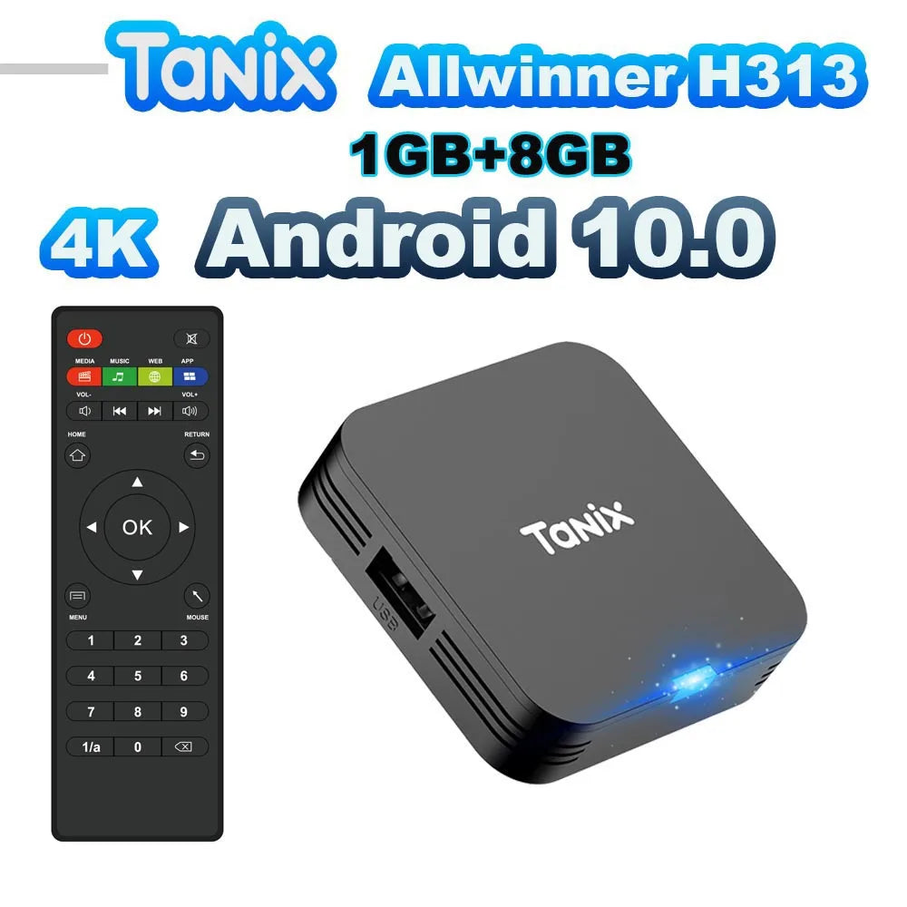 TANIX TX1 Android TV Box Allwinner H313 Quad Core 4K HDR 2.4G Wifi ROM 8GB 16GB Smart Player Leedoar