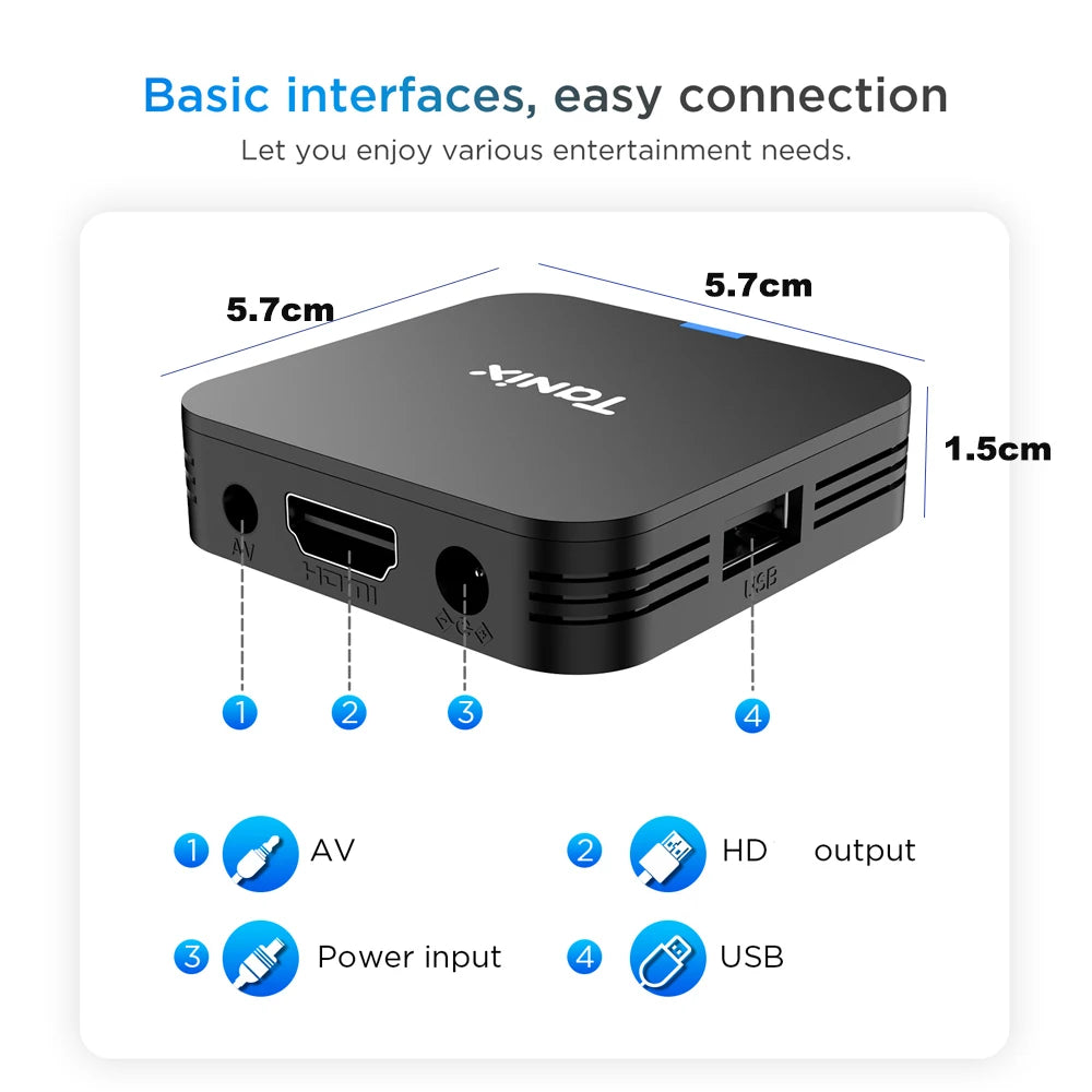 TANIX TX1 Android TV Box Allwinner H313 Quad Core 4K HDR 2.4G Wifi ROM 8GB 16GB Smart Player Leedoar