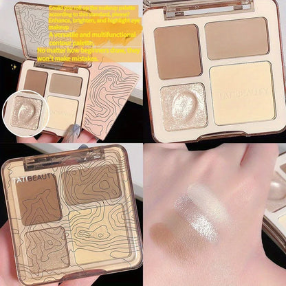 TATIBEAUTY Four Color Contouring Tray Highlight Contouring - Body Tray Matte Shine Powder Highlight Solid Contouring Leedoar