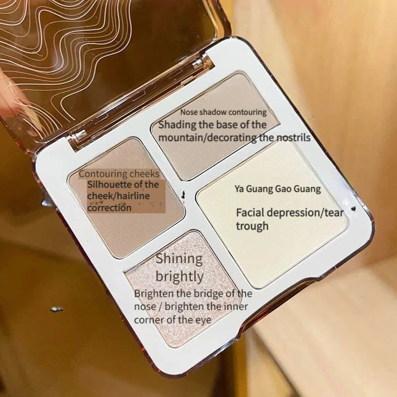 TATIBEAUTY Four Color Contouring Tray Highlight Contouring - Body Tray Matte Shine Powder Highlight Solid Contouring Leedoar