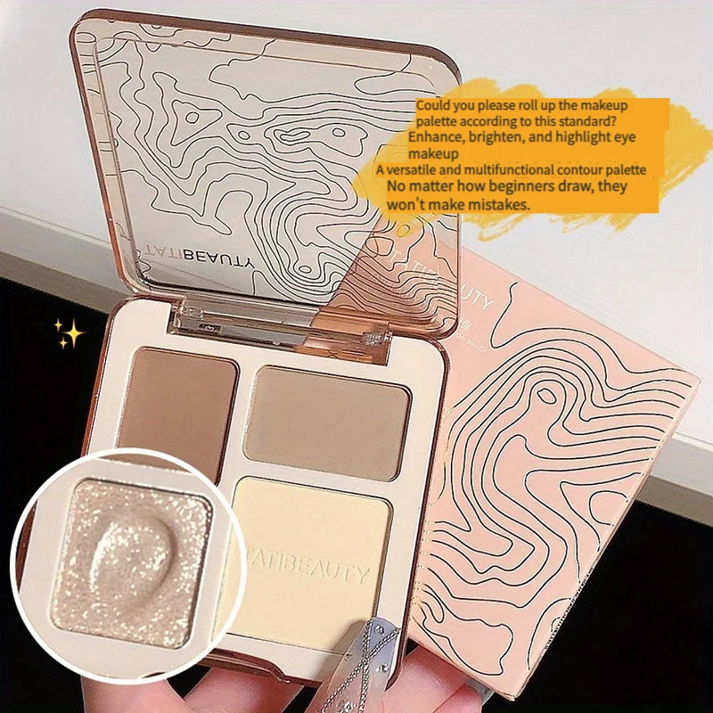 TATIBEAUTY Four Color Contouring Tray Highlight Contouring - Body Tray Matte Shine Powder Highlight Solid Contouring Leedoar