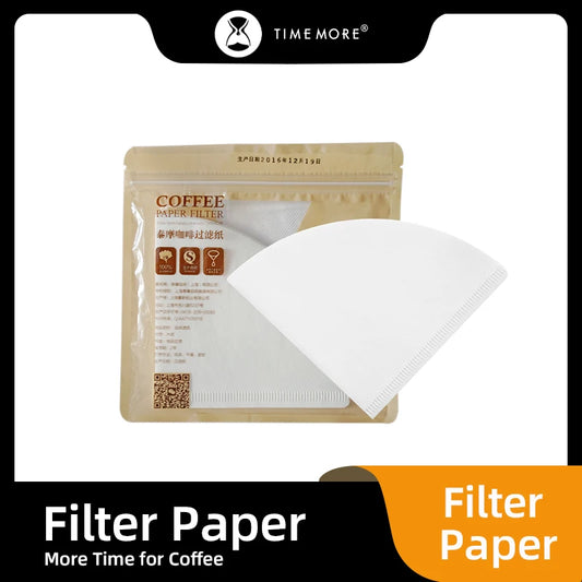 Loja TIMEMORE Filtro de papel para cafeteira à mão Copo de gotejamento 50 peças Ventilador de filtro para máquina de café americana em forma de V 