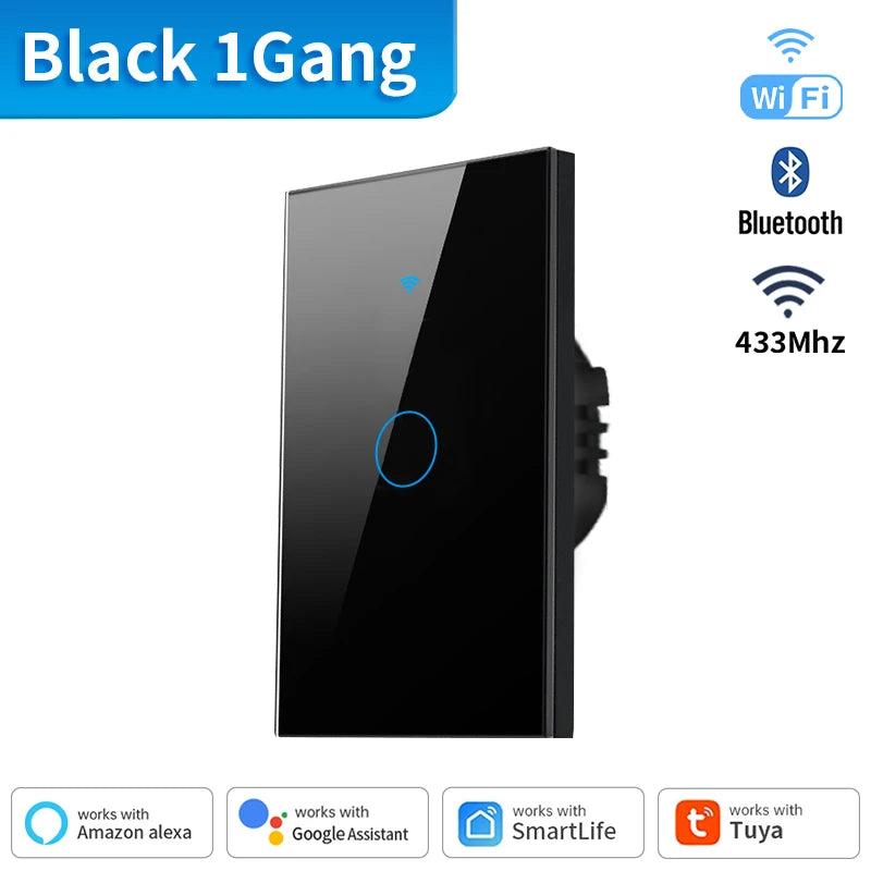 TNCE Tuya US WiFi+Bluetooth Smart Wall Switch 1/2/3/4 Gang Wire Touch Sensor LED Light Switches Smart Home Alexa Google Home Leedoar