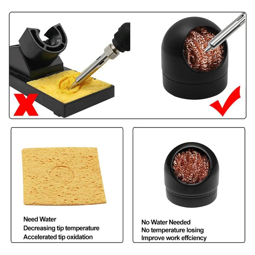TS101 Soldering Iron Tip KIT Cleaner Desoldering Cleaning Ball Welding Mesh Filter Metal Wire Stand Steel Ball Tin Remover Tools Leedoar