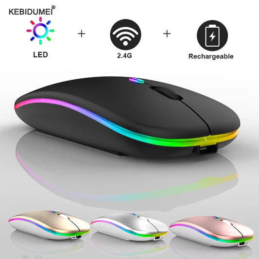 Tablet Phone Computer Bluetooth Wireless Mouse Rechargeable Luminous 2.4G USB Wireless Mouse Portable Mouse Gamer Mouse Mice Leedoar