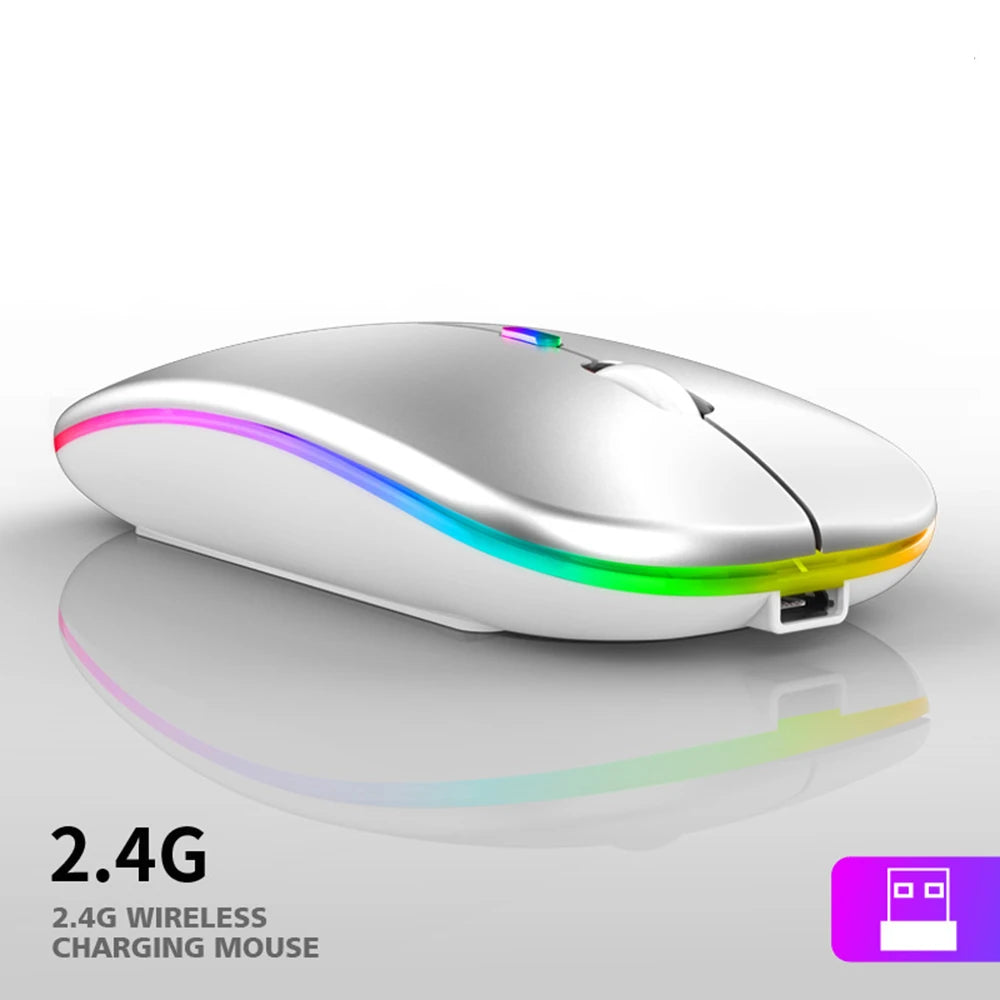 Tablet Phone Computer Bluetooth Wireless Mouse Rechargeable Luminous 2.4G USB Wireless Mouse Portable Mouse Gamer Mouse Mice Leedoar