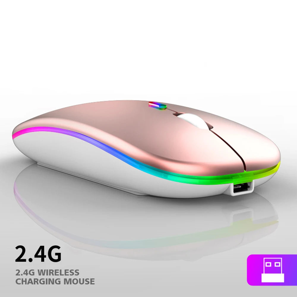 Tablet Phone Computer Bluetooth Wireless Mouse Rechargeable Luminous 2.4G USB Wireless Mouse Portable Mouse Gamer Mouse Mice Leedoar