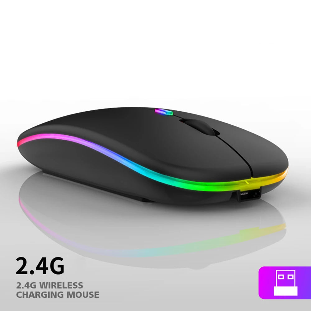 Tablet Phone Computer Bluetooth Wireless Mouse Rechargeable Luminous 2.4G USB Wireless Mouse Portable Mouse Gamer Mouse Mice Leedoar