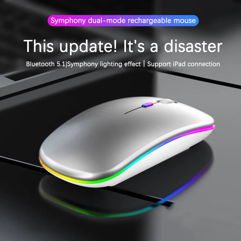 Tablet Phone Computer Bluetooth Wireless Mouse Rechargeable Luminous 2.4G USB Wireless Mouse Portable Mouse Gamer Mouse Mice Leedoar