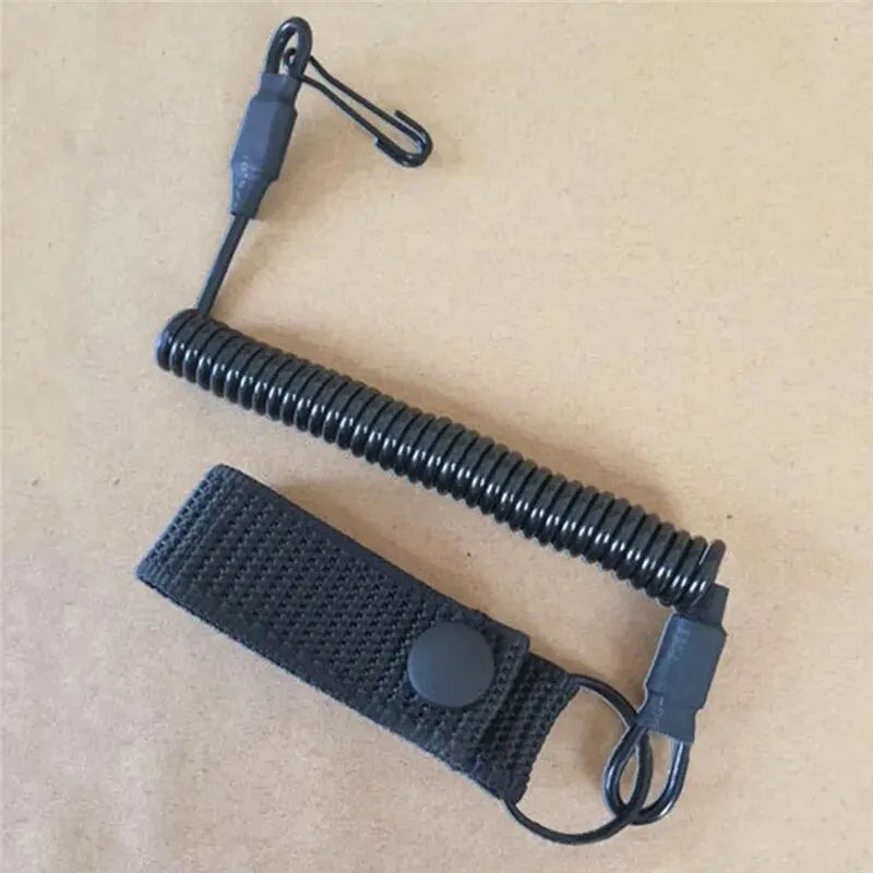 Tactical Anti-lost Elastic Lanyard Anti-theft Anti-cut Military Spring Seat Belt Gun Rope Key Ring Flashlight Accessories Leedoar