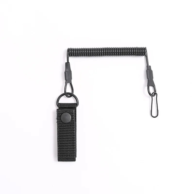 Tactical Anti-lost Elastic Lanyard Anti-theft Anti-cut Military Spring Seat Belt Gun Rope Key Ring Flashlight Accessories Leedoar