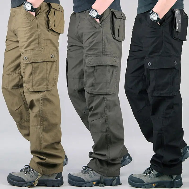 Pantalones de carga tácticos para hombre, monos de algodón, pantalones de trabajo para exteriores, ropa de hombre de talla grande, pantalones de senderismo de camuflaje 