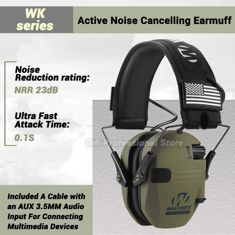 Tactical Headset Hearing Ear Protection 23dB Electronic Earmuffs Shooting Ear Protectors Hunting Noise Reduction Soundproof Leedoar