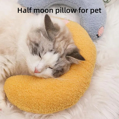 Teddy Velvet Pet Half-Moon Pillow Cat Stepping On Milk Pillow U-Shaped Pillow Deep Sleep Super Soft Fluffy Pet Calming Toy Leedoar