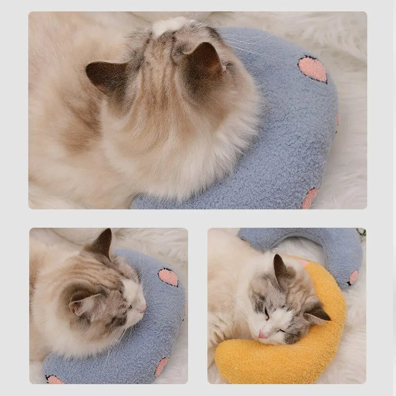 Teddy Velvet Pet Half-Moon Pillow Cat Stepping On Milk Pillow U-Shaped Pillow Deep Sleep Super Soft Fluffy Pet Calming Toy Leedoar