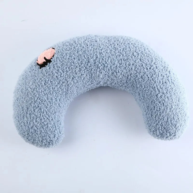 Teddy Velvet Pet Half-Moon Pillow Cat Stepping On Milk Pillow U-Shaped Pillow Deep Sleep Super Soft Fluffy Pet Calming Toy Leedoar