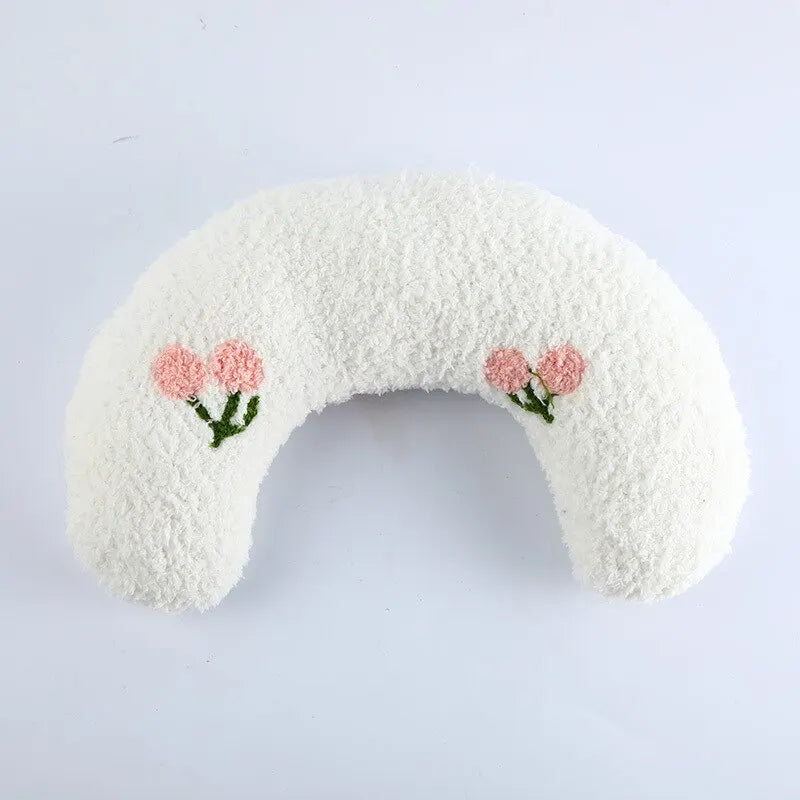 Teddy Velvet Pet Half-Moon Pillow Cat Stepping On Milk Pillow U-Shaped Pillow Deep Sleep Super Soft Fluffy Pet Calming Toy Leedoar