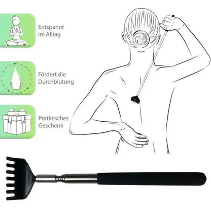 Telescopic Back Scratcher Scratching Backscratcher Massager Metal Stainless Steel Tool with Carrying Bag Leedoar