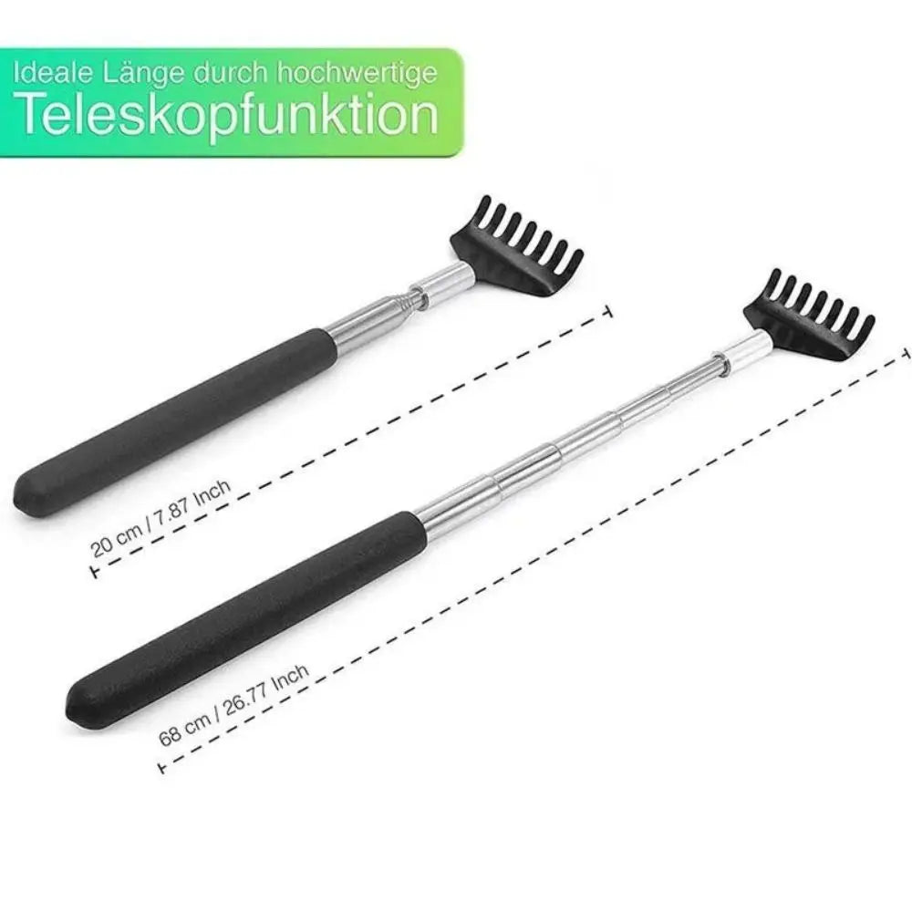 Telescopic Back Scratcher Scratching Backscratcher Massager Metal Stainless Steel Tool with Carrying Bag Leedoar