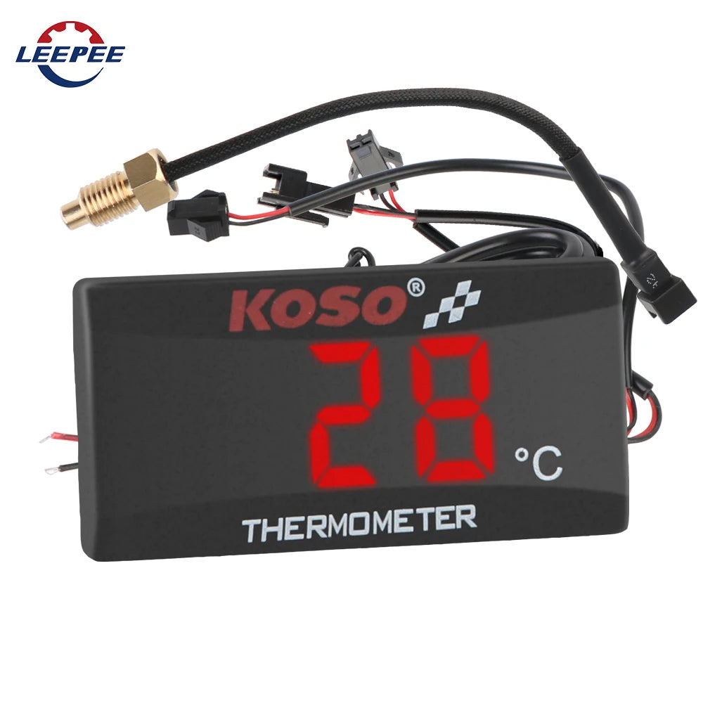 Temperature Meter Water Tank Retrofit 0~120°C Monitor Red Blue Indicator Warning 12V Motorcycle Thermometer With Sensors Leedoar