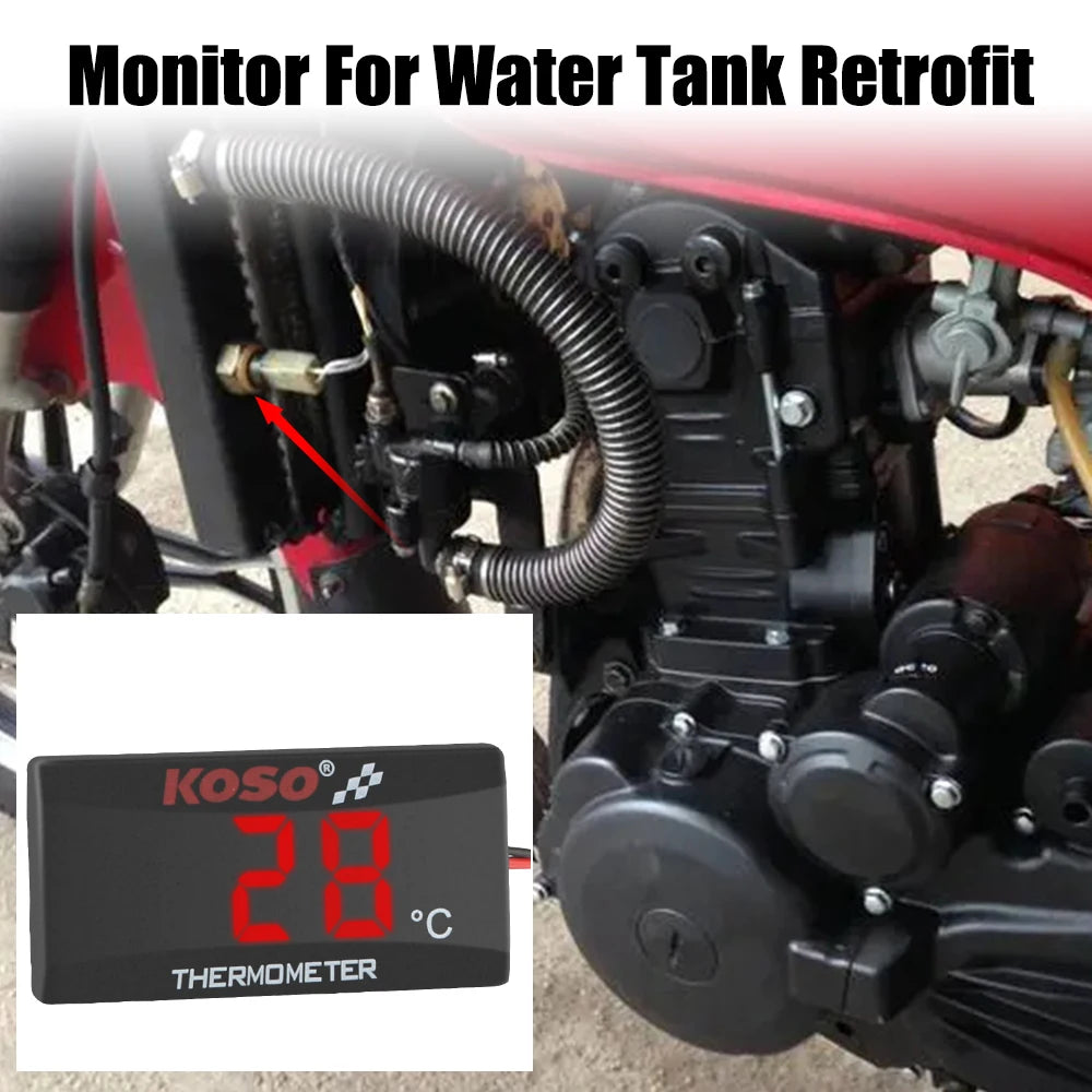 Temperature Meter Water Tank Retrofit 0~120°C Monitor Red Blue Indicator Warning 12V Motorcycle Thermometer With Sensors Leedoar