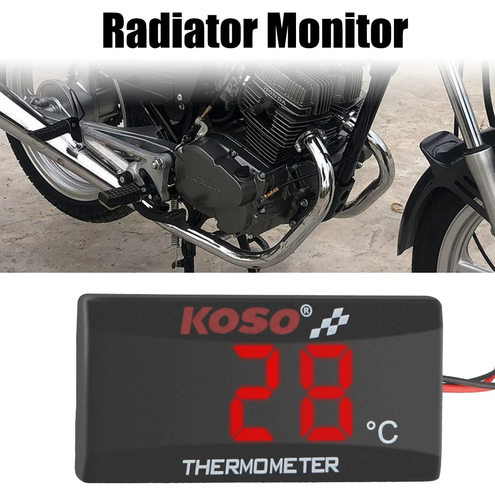 Temperature Meter Water Tank Retrofit 0~120°C Monitor Red Blue Indicator Warning 12V Motorcycle Thermometer With Sensors Leedoar