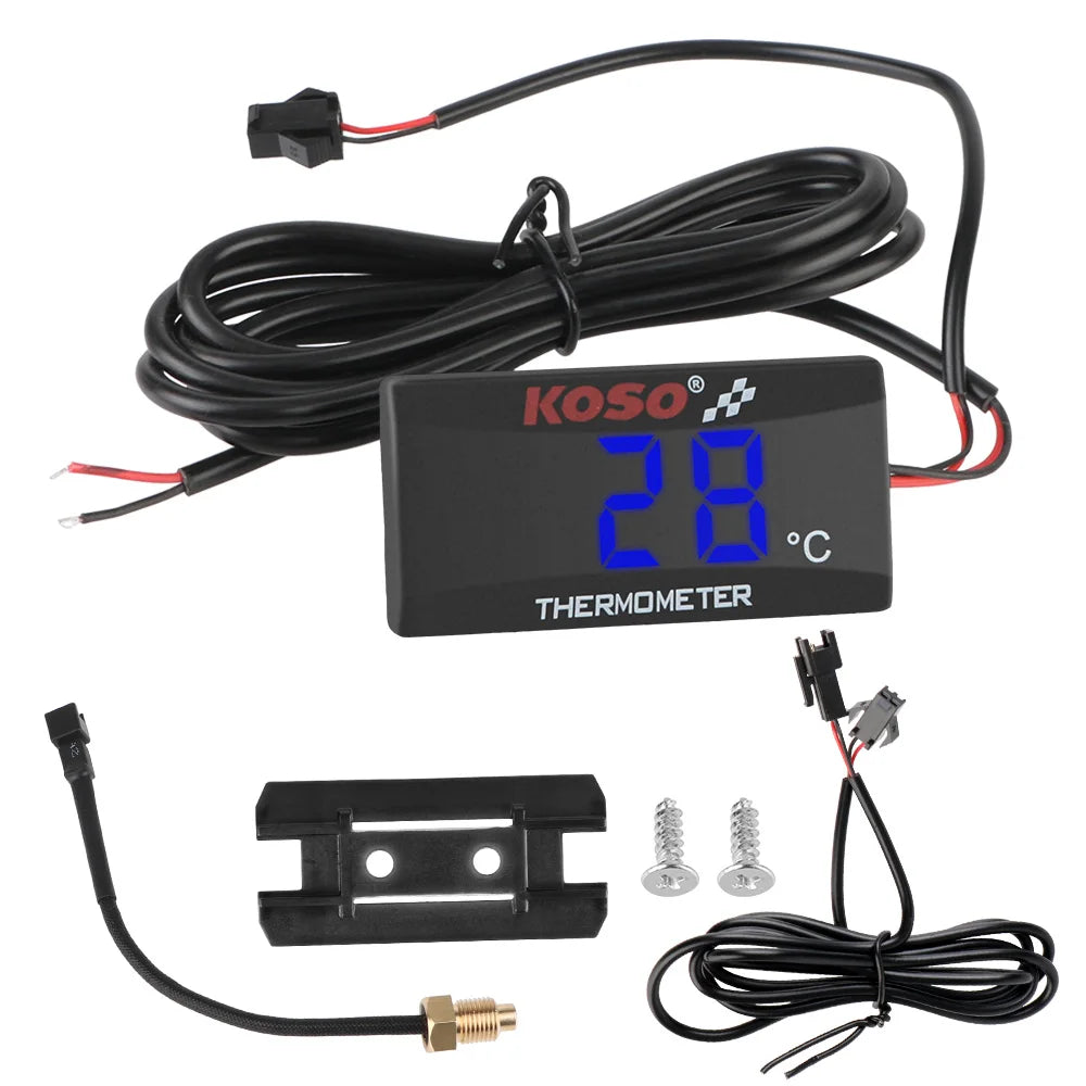 Temperature Meter Water Tank Retrofit 0~120°C Monitor Red Blue Indicator Warning 12V Motorcycle Thermometer With Sensors Leedoar