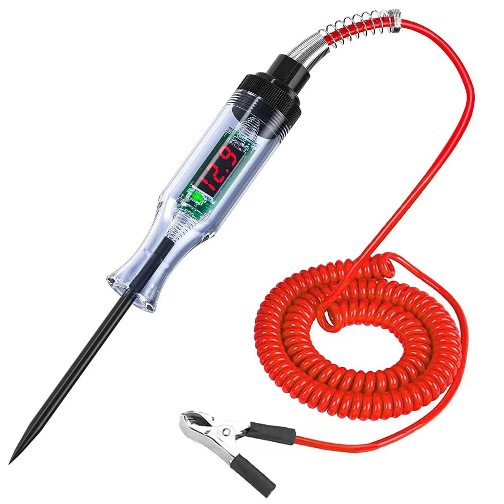 Test Light Automotive Circuit Tester 3-48V DC Digital LCD Display Prolong Spring Cable for Sedan,SUV,RV,Truck,Lawn Mower Leedoar