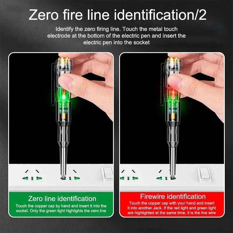 Test Pen Color Double Light Sensor Beep Alarm Electrician Test Broken Zero Fire Wire Detection Pen High Bright Electrician Pen Leedoar