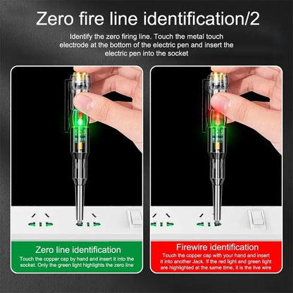 Test Pen Color Double Light Sensor Beep Alarm Electrician Test Broken Zero Fire Wire Detection Pen High Bright Electrician Pen Leedoar