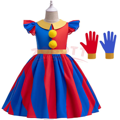 The Amazing Digital Circus Cosplay Costume 3-10 year Kids Dress Halloween Circus Pomni Birthday Party Dress Baby Girl Dress Leedoar