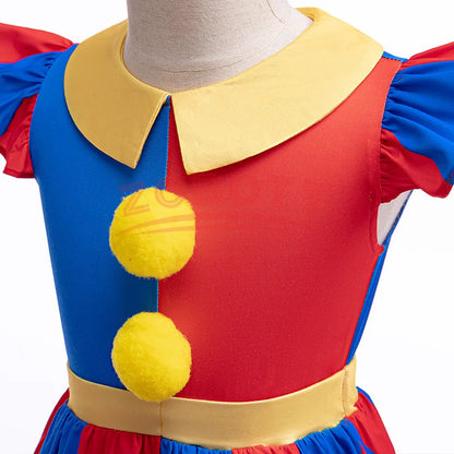 The Amazing Digital Circus Cosplay Costume 3-10 year Kids Dress Halloween Circus Pomni Birthday Party Dress Baby Girl Dress Leedoar