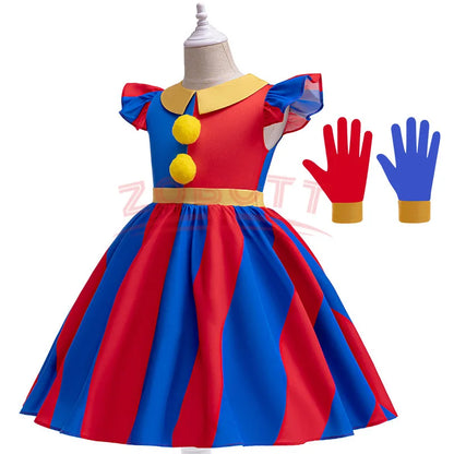 The Amazing Digital Circus Cosplay Costume 3-10 year Kids Dress Halloween Circus Pomni Birthday Party Dress Baby Girl Dress Leedoar