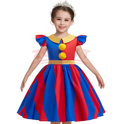 The Amazing Digital Circus Cosplay Costume 3-10 year Kids Dress Halloween Circus Pomni Birthday Party Dress Baby Girl Dress Leedoar