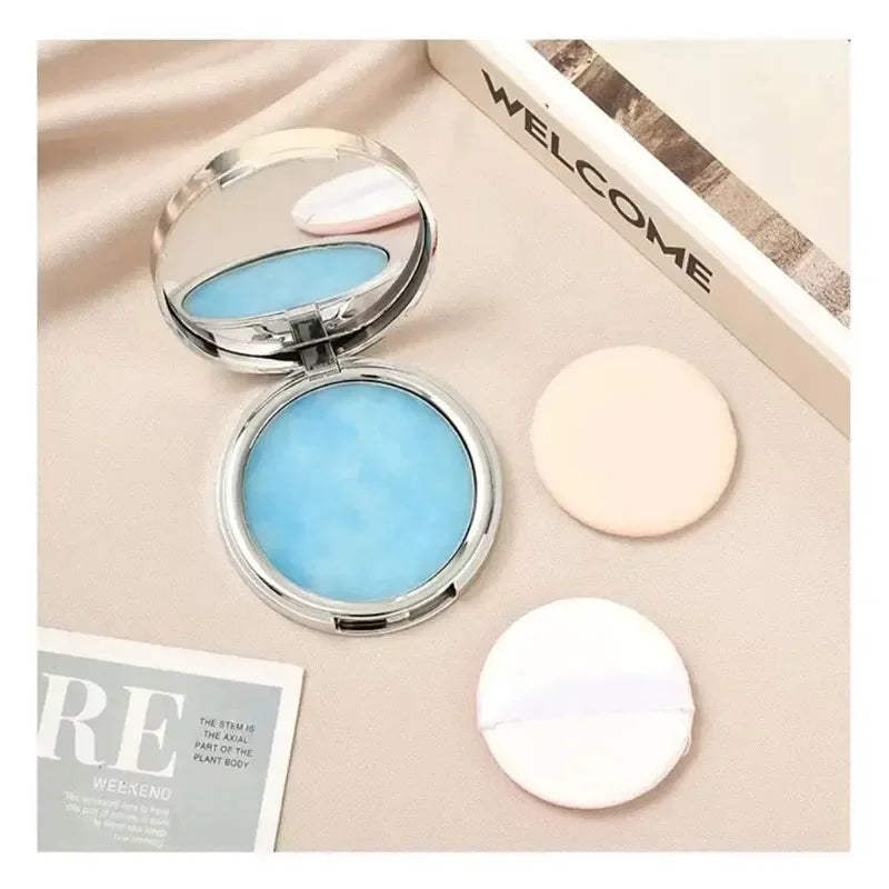 The Blue Sky Oil Control Long-lasting Powder Cake with Powder Puff Makeup Waterproof Wet and Dry Face foundation cosmetics Leedoar