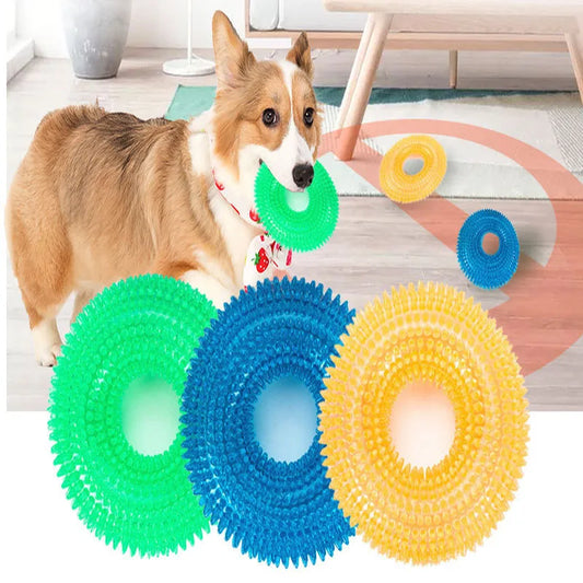 The Pet Toy Bears to Bite the Sound Toy Ball, the Large Dog Golden Hair Band Thorn TPR Dog Toy Clean Teeth Grinding Dog Toy Leedoar