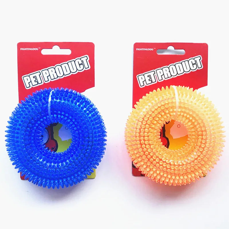 The Pet Toy Bears to Bite the Sound Toy Ball, the Large Dog Golden Hair Band Thorn TPR Dog Toy Clean Teeth Grinding Dog Toy Leedoar