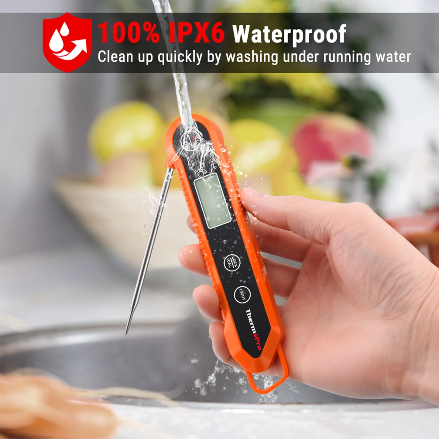 ThermoPro TP03H Waterproof Digital Backlight Folding Barbecue Kitchen Cooking Instant Readin Meat Thermometer Leedoar