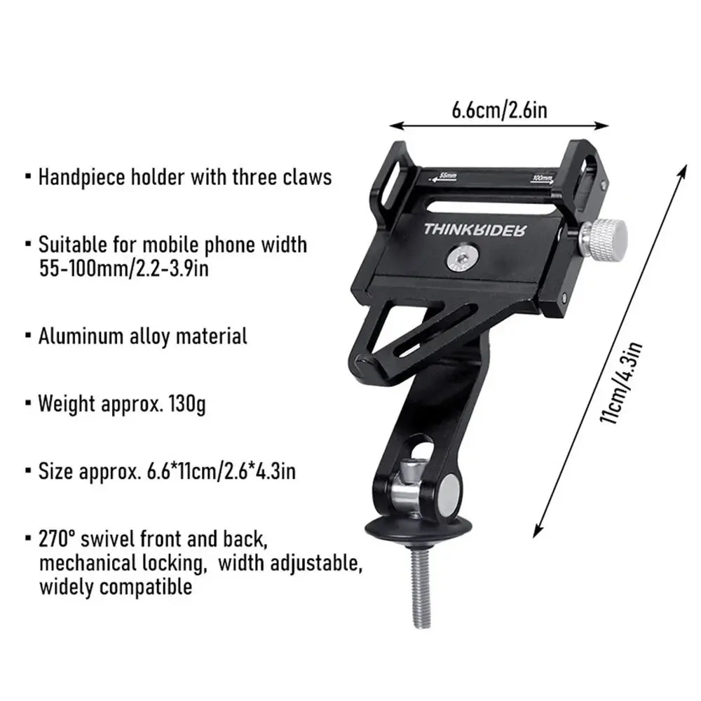 ThinkRider MTB Phone Mount Stand Bicycle Holder 270° Rotatable Aluminum Adjustable Bike Phone Holder Non-slip Leedoar