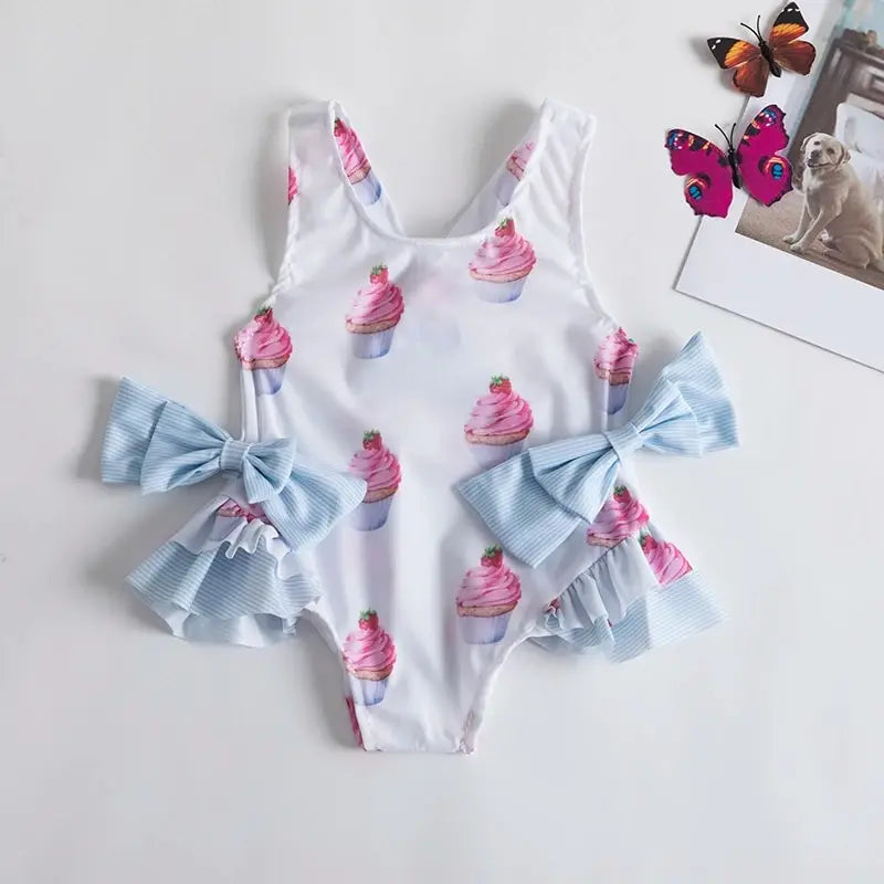 Toddler Girl Swimsuits Baby One Piece Flower Printed Swimming Clothes Kids Sunflower Beach Bath Bikini Newborn Backless Swimwear Leedoar