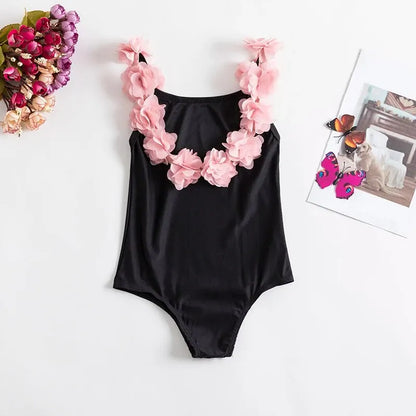 Toddler Girl Swimsuits Baby One Piece Flower Printed Swimming Clothes Kids Sunflower Beach Bath Bikini Newborn Backless Swimwear Leedoar