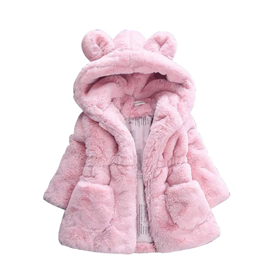 Toddler Girls Fur Coat Solid Color Girls Coats Casual Style Kids Coat Autumn Winter Kids Clothes Leedoar