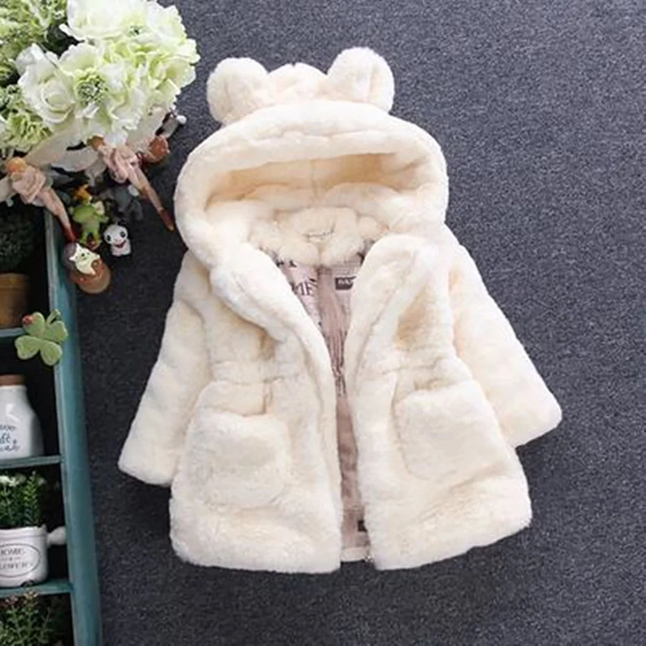 Toddler Girls Fur Coat Solid Color Girls Coats Casual Style Kids Coat Autumn Winter Kids Clothes Leedoar