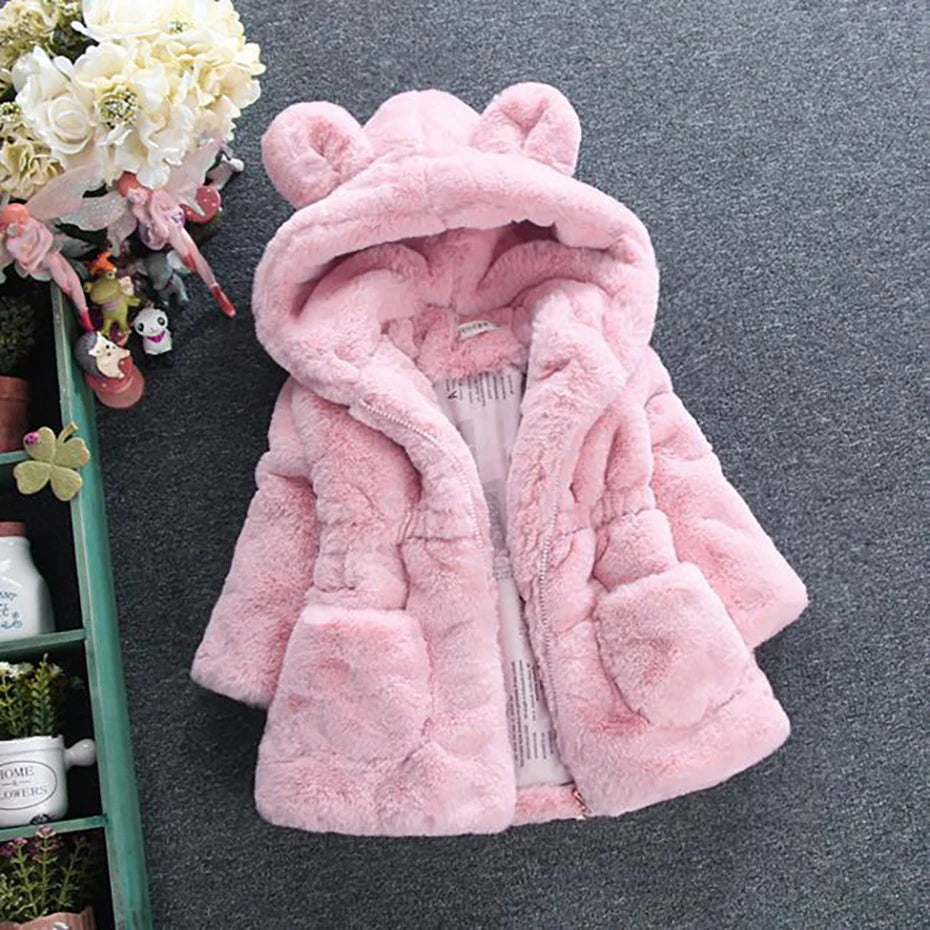 Toddler Girls Fur Coat Solid Color Girls Coats Casual Style Kids Coat Autumn Winter Kids Clothes Leedoar